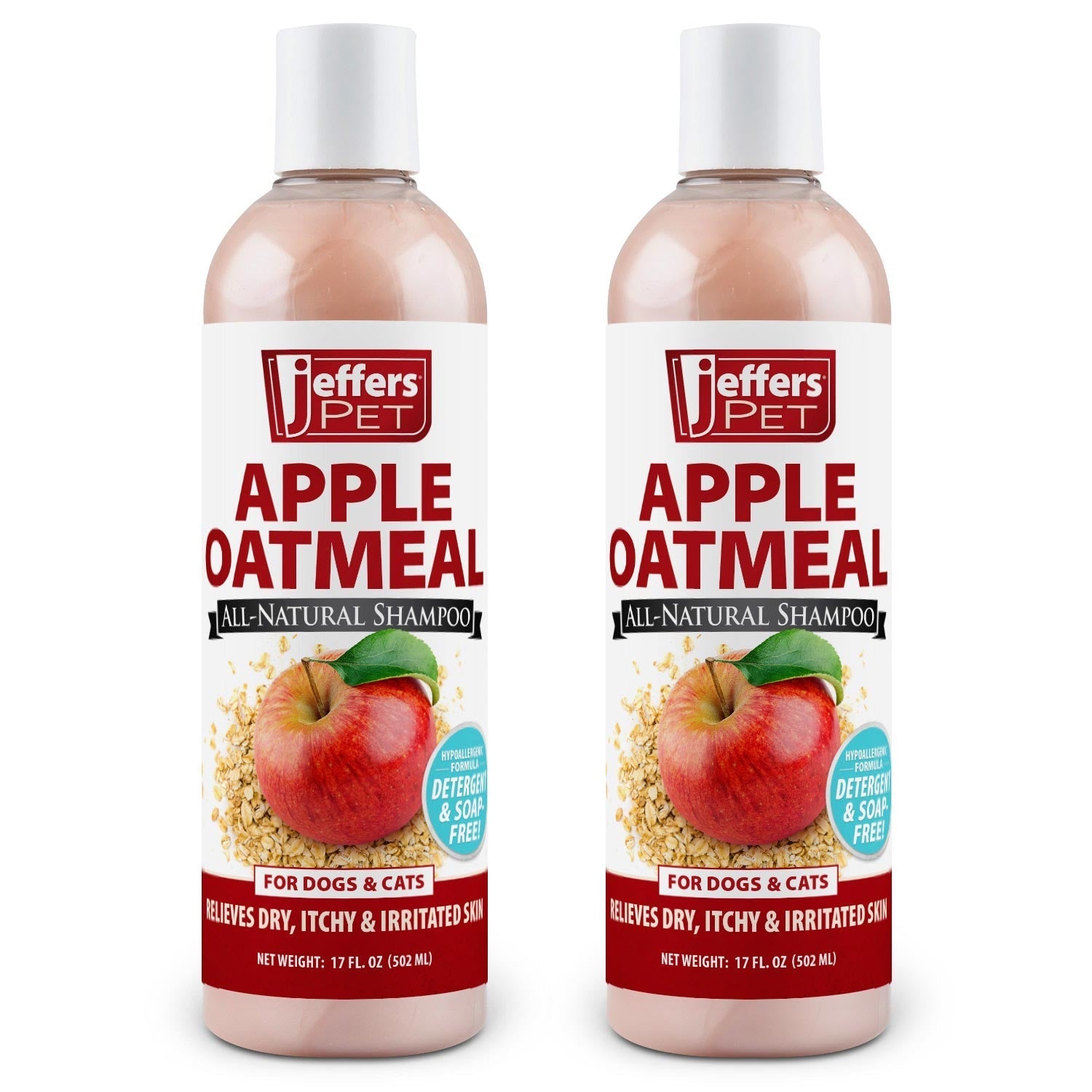 Jeffers Pet Apple Oatmeal All-Natural Hypoallergenic Dry Skin Shampoo for Dogs and Cats - Priscilla's Pet Paradise