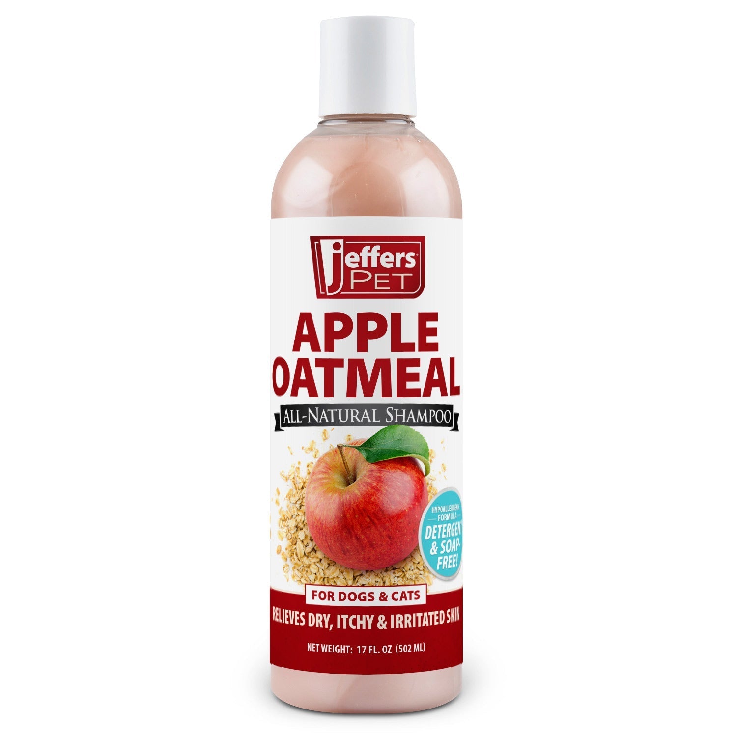 Jeffers Pet Apple Oatmeal All-Natural Hypoallergenic Dry Skin Shampoo for Dogs and Cats - Priscilla's Pet Paradise