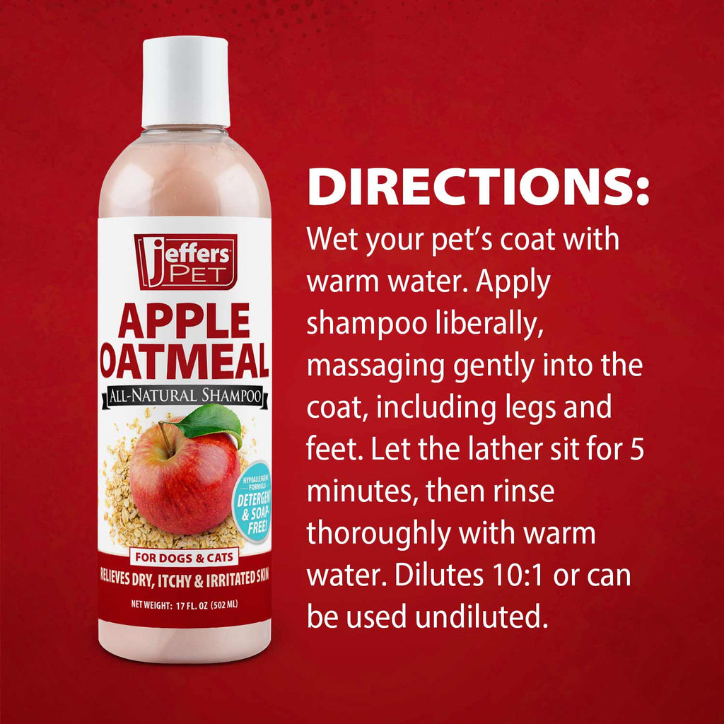 Jeffers Pet Apple Oatmeal All-Natural Hypoallergenic Dry Skin Shampoo for Dogs and Cats - Priscilla's Pet Paradise