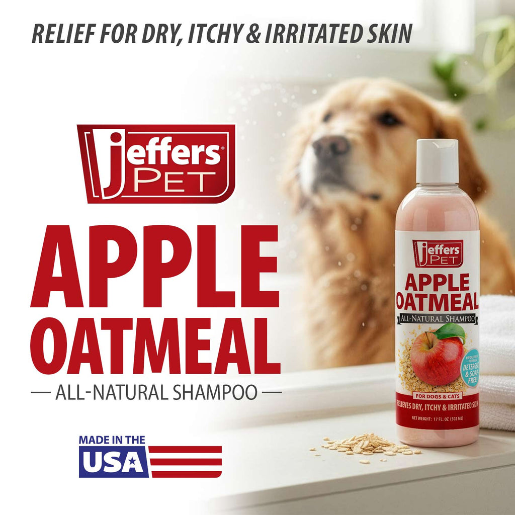 Jeffers Pet Apple Oatmeal All-Natural Hypoallergenic Dry Skin Shampoo for Dogs and Cats - Priscilla's Pet Paradise