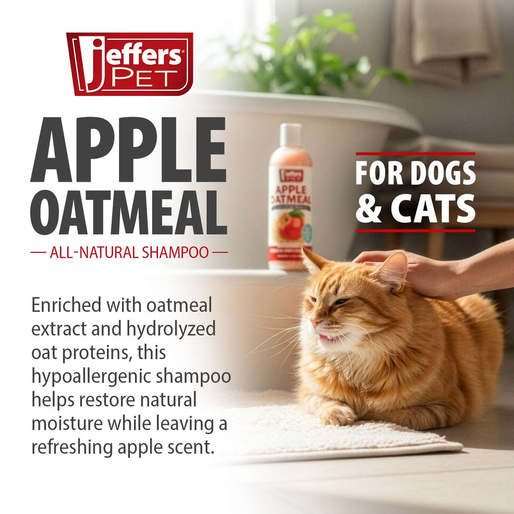 Jeffers Pet Apple Oatmeal All-Natural Hypoallergenic Dry Skin Shampoo for Dogs and Cats - Priscilla's Pet Paradise
