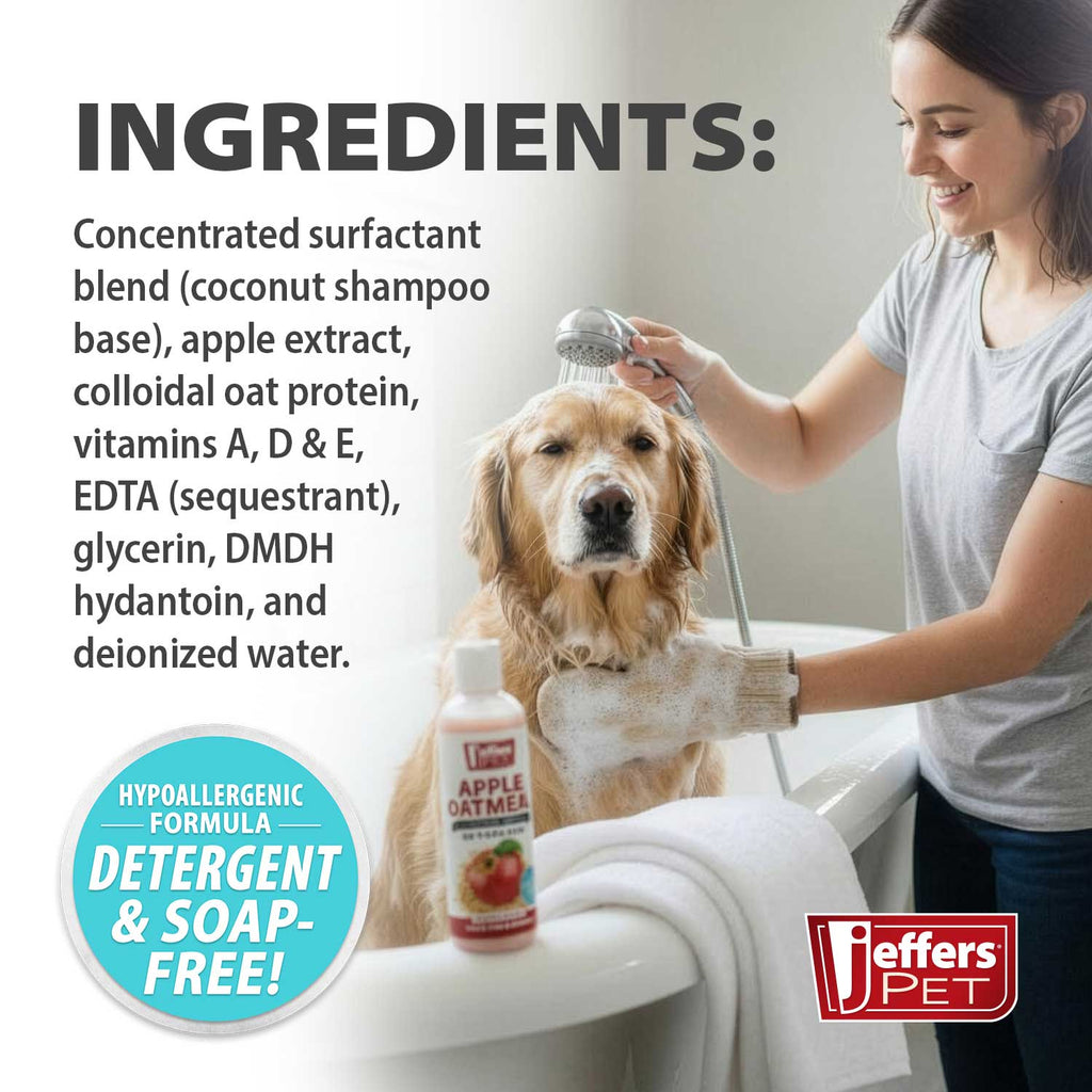 Jeffers Pet Apple Oatmeal All-Natural Hypoallergenic Dry Skin Shampoo for Dogs and Cats - Priscilla's Pet Paradise