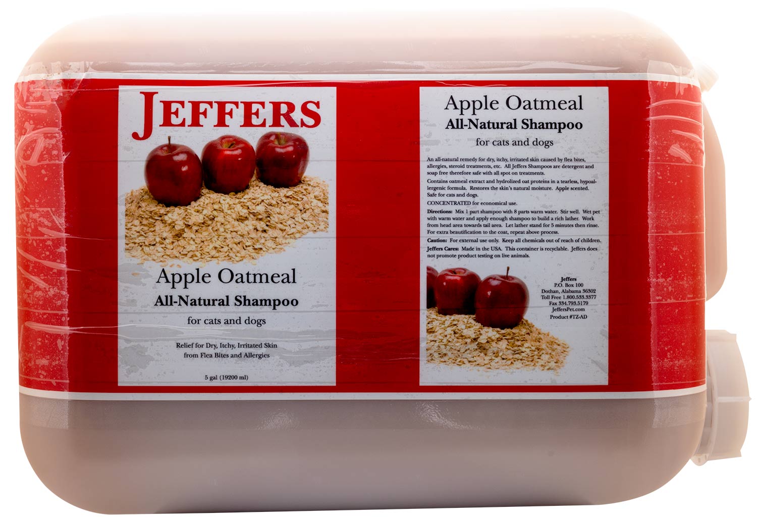 Jeffers Pet Apple Oatmeal All-Natural Hypoallergenic Dry Skin Shampoo for Dogs and Cats - Priscilla's Pet Paradise