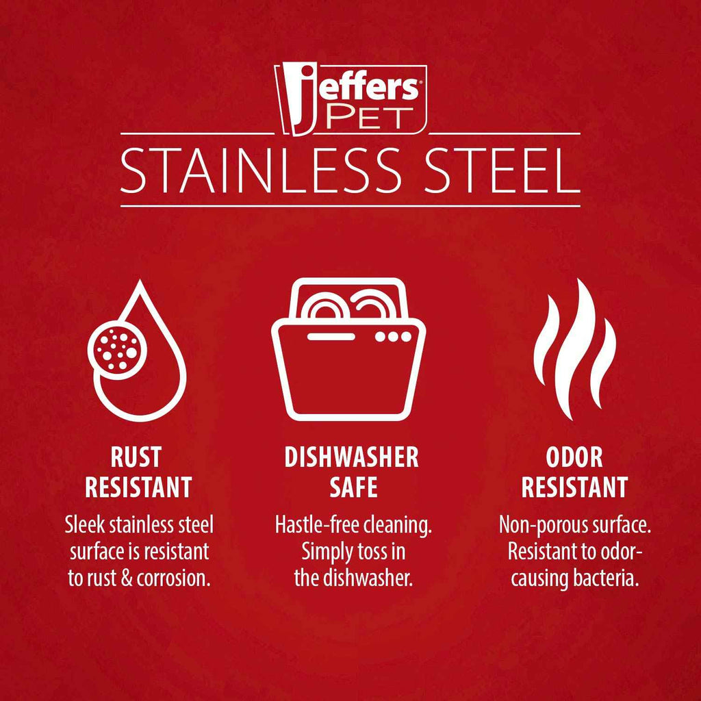 Jeffers Standard-Weight Stainless Steel Pet Bowls for Food & Water