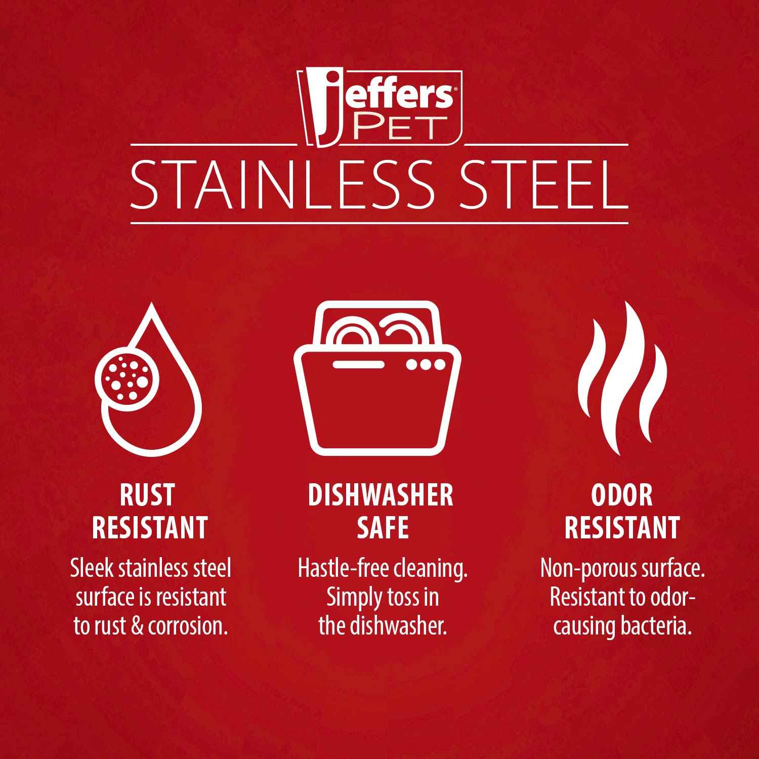 Jeffers Standard-Weight Stainless Steel Pet Bowls for Food & Water