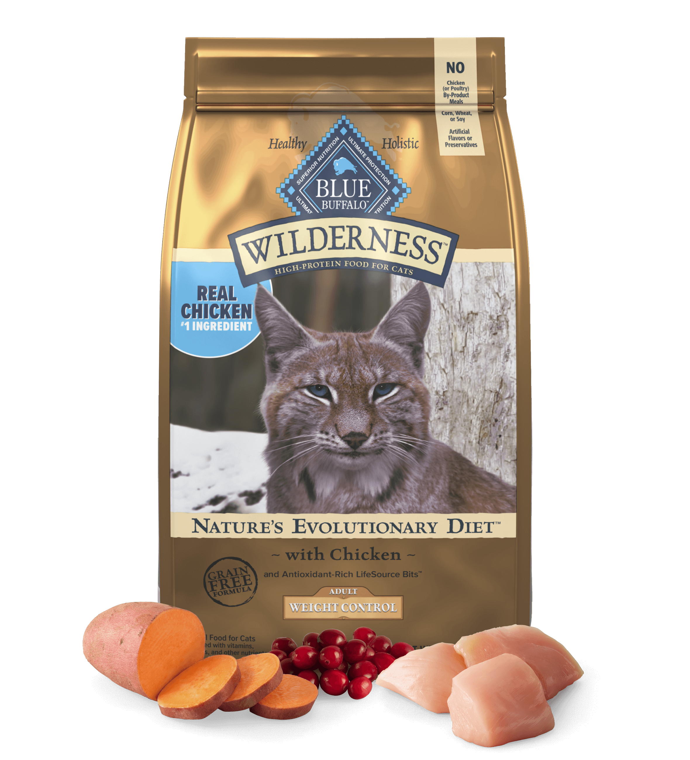 Blue Buffalo Wilderness Adult Grain-Free Weight Control Chicken Dry Cat Food (5lb) - Priscilla's Pet Paradise